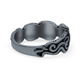 Octopus Ring Oxidized Band Solid 925 Sterling Silver Thumb Ring (7mm)
