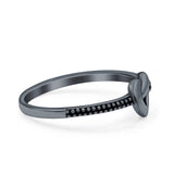 Heart Knot Ring Oxidized Band Solid 925 Sterling Silver Thumb Ring (6.4mm)