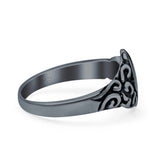 Moon & Star Ring Oxidized Band Solid 925 Sterling Silver Thumb Ring (11mm)