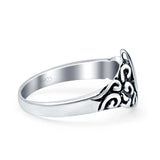 Moon & Star Ring Oxidized Band Solid 925 Sterling Silver Thumb Ring (11mm)