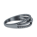 Round Bali Split Shank Oxidized Ring Band Solid 925 Sterling Silver Thumb Ring (6.6mm)