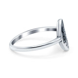 Flowers Ring Oxidized Band Solid 925 Sterling Silver Thumb Ring (11mm)