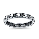 Skull Ring Oxidized Band Solid 925 Sterling Silver Thumb Ring (4mm)