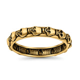 Skull Ring Oxidized Band Solid 925 Sterling Silver Thumb Ring (4mm)