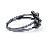 Hummingbird Ring Oxidized Band Solid 925 Sterling Silver Thumb Ring (9mm)