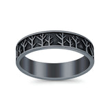 Tree Ring Oxidized Band Solid 925 Sterling Silver Thumb Ring (5mm)