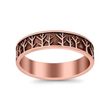 Tree Ring Oxidized Band Solid 925 Sterling Silver Thumb Ring (5mm)