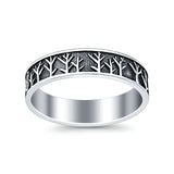 Tree Ring Oxidized Band Solid 925 Sterling Silver Thumb Ring (5mm)