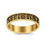 Tree Ring Oxidized Band Solid 925 Sterling Silver Thumb Ring (5mm)