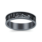 Nature Ring Oxidized Band Solid 925 Sterling Silver Thumb Ring (5mm)