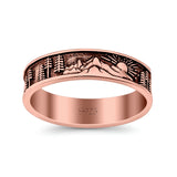 Nature Ring Oxidized Band Solid 925 Sterling Silver Thumb Ring (5mm)