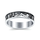 Nature Ring Oxidized Band Solid 925 Sterling Silver Thumb Ring (5mm)
