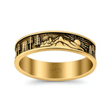 Nature Ring Oxidized Band Solid 925 Sterling Silver Thumb Ring (5mm)