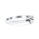 Wing Ring Oxidized Band Solid 925 Sterling Silver Thumb Ring (5mm)