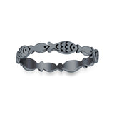Fish Ring Oxidized Band Solid 925 Sterling Silver Thumb Ring (3mm)