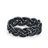 Bali Braid Ring Oxidized Band Solid 925 Sterling Silver Thumb Ring (6mm)
