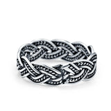 Bali Braid Ring Oxidized Band Solid 925 Sterling Silver Thumb Ring (6mm)