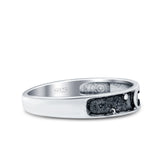 Moon & Stars Band Oxidized Band Solid 925 Sterling Silver Thumb Ring (4mm)