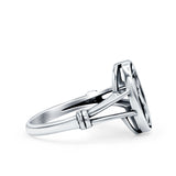 Miraculous Medal Ring Oxidized Band Solid 925 Sterling Silver Thumb Ring (13mm)