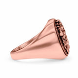 Lion Ring Oxidized Band Solid 925 Sterling Silver Thumb Ring (17mm)