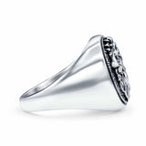 Lion Ring Oxidized Band Solid 925 Sterling Silver Thumb Ring (17mm)