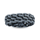 Braided Rounded Weave Knot Innovative Fashion Oxidized Band Solid 925 Sterling Silver Thumb Ring (6mm)