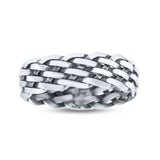 Braided Rounded Weave Knot Innovative Fashion Oxidized Band Solid 925 Sterling Silver Thumb Ring (6mm)