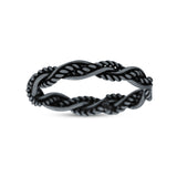 Iconic Braided Double Twisted Rope Engraved Fascinating Oxidized Ring Band Solid 925 Sterling Silver Thumb Ring (3.5mm)