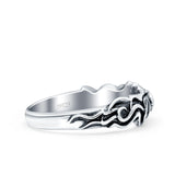 Octopus Ring Oxidized Band Solid 925 Sterling Silver Thumb Ring (6mm)
