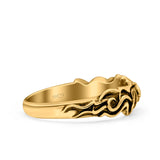 Octopus Ring Oxidized Band Solid 925 Sterling Silver Thumb Ring (6mm)