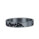 Mountain Ring Oxidized Band Solid 925 Sterling Silver Thumb Ring (3.5mm)