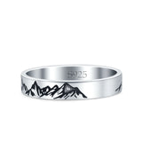 Mountain Ring Oxidized Band Solid 925 Sterling Silver Thumb Ring (3.5mm)