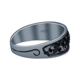 Engraved Floral Designer Trendy Oxidized Band Solid 925 Sterling Silver Thumb Ring (7mm)