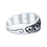 Engraved Floral Designer Trendy Oxidized Band Solid 925 Sterling Silver Thumb Ring (7mm)