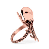 Octopus Ring Oxidized Band Solid 925 Sterling Silver Thumb Ring (30mm)