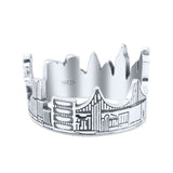 Filigree New York Skyline Popular Landmarks Oxidized Band Solid 925 Sterling Silver Thumb Ring (11.2mm)