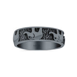 Elephant Filigree Animal Spinner Stylish Oxidized Band Thumb Ring (5.6mm)