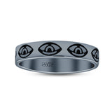 Delightful Eye Artisan Rounded Design Trendy Oxidized Band Solid 925 Sterling Silver Thumb Ring (3.8mm)