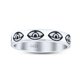 Delightful Eye Artisan Rounded Design Trendy Oxidized Band Solid 925 Sterling Silver Thumb Ring (3.8mm)