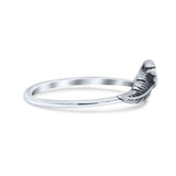 Dainty Leaf Flower Fashion Beautiful Oxidized Ring Band Solid 925 Sterling Silver Thumb Ring (6.3mm)