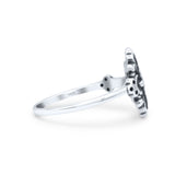 Filigree Swirl Petite Dainty Crucifix Religious Statement Oxidized Ring Band Solid 925 Sterling Silver Thumb Ring (12.6mm)