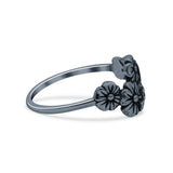 Antiqued Designer Flowers With Bee Oxidized Fashion Band Solid 925 Sterling Silver Thumb Ring (10.3mm)