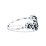 Antiqued Designer Flowers With Bee Oxidized Fashion Band Solid 925 Sterling Silver Thumb Ring (10.3mm)