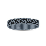 Antiquated Eternity Celtic Endless Knot Oxidized Circle Cultural Band Solid 925 Sterling Silver Thumb Ring (3.9mm)