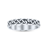 Antiquated Eternity Celtic Endless Knot Oxidized Circle Cultural Band Solid 925 Sterling Silver Thumb Ring (3.9mm)