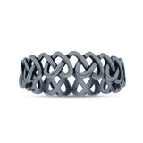 Stackable Iconic Cut Out Open Love Hearts Knot Statement Oxidized Fashion Band Solid 925 Sterling Silver Thumb Ring (4.8mm)