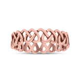 Stackable Iconic Cut Out Open Love Hearts Knot Statement Oxidized Fashion Band Solid 925 Sterling Silver Thumb Ring (4.8mm)