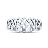 Stackable Iconic Cut Out Open Love Hearts Knot Statement Oxidized Fashion Band Solid 925 Sterling Silver Thumb Ring (4.8mm)