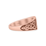 Classic Celtic Triquetra Knot And Valknut Knot Triangle Oxidized Finish Fashion Band Solid 925 Sterling Silver Thumb Ring (8.9mm)