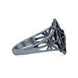 Vintage Cutout Spider Web Stylish Oxidized Statement Band Solid 925 Sterling Silver Thumb Ring (14.5mm)